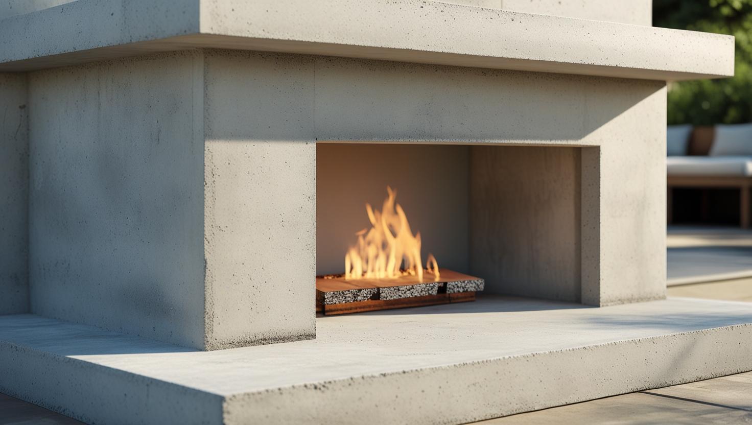 Concrete fire pit with integrated seating